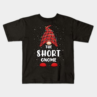 Short Gnome Red Buffalo Plaid Christmas Pajama Matching Family Kids T-Shirt